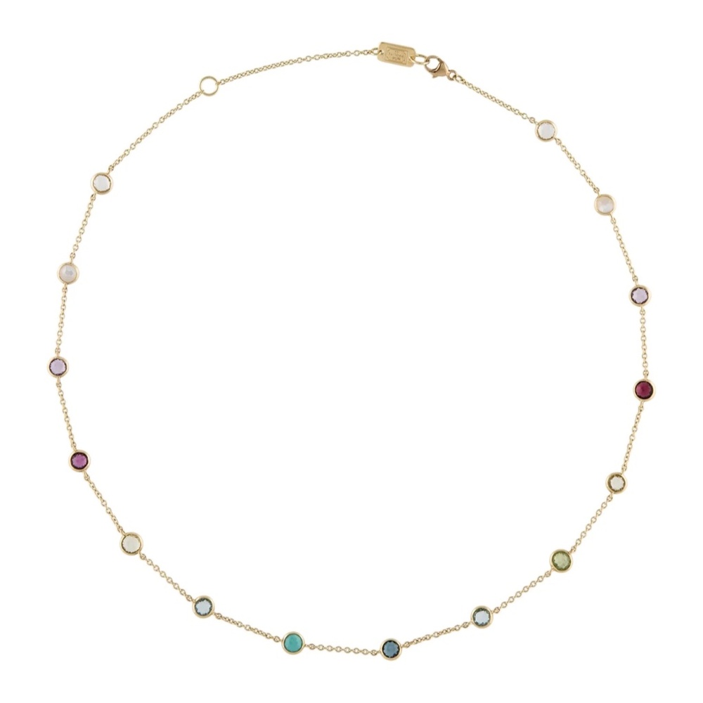 IPPOLITA 18K Yellow Gold LOLLIPOP ~15 Gemstone Station RAINBOW Necklace CONFETTI